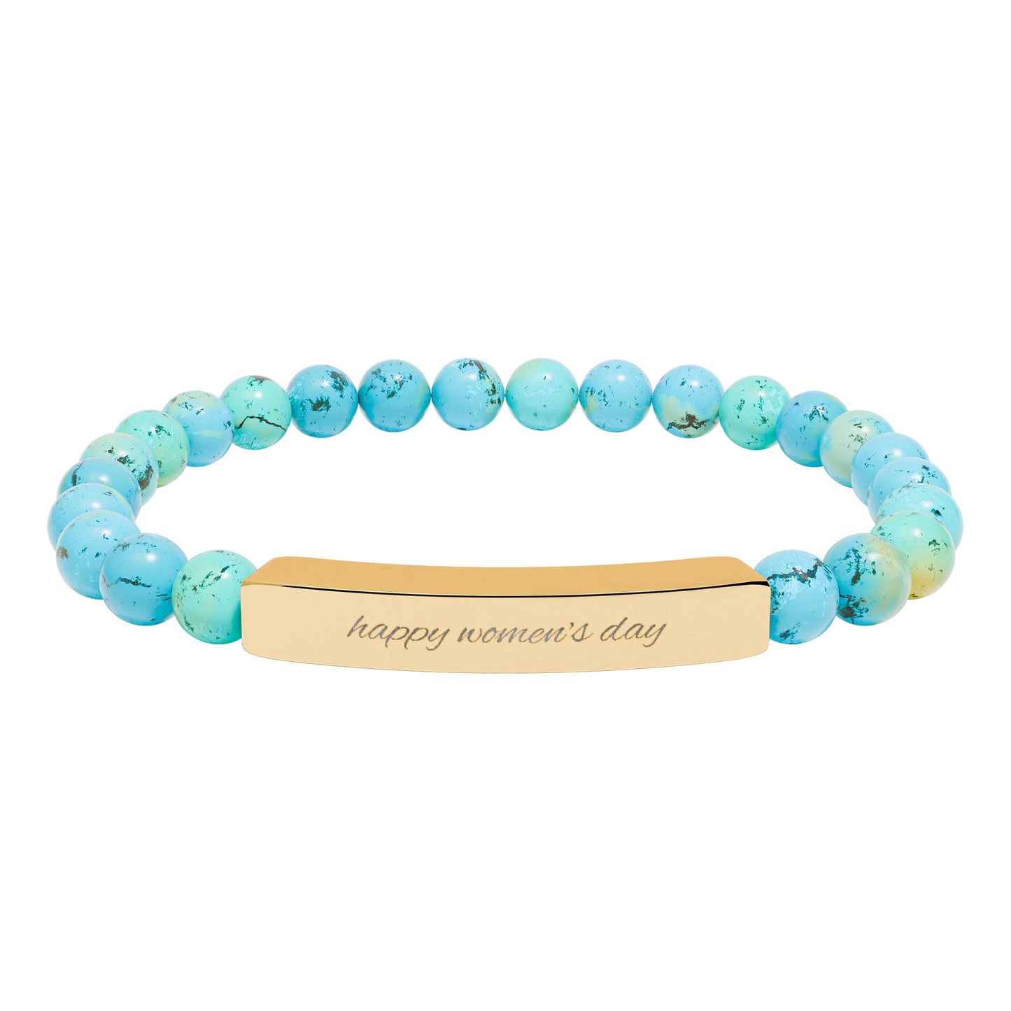 Engravable Natural Stone Bead Bracelet