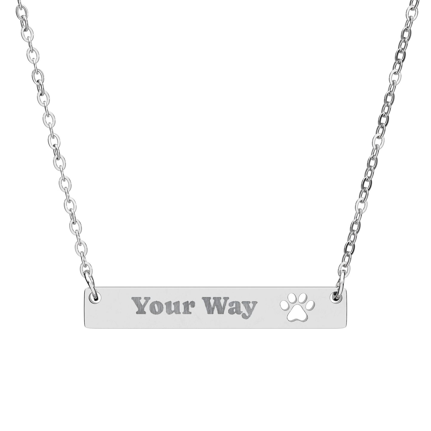 Paw Cutout Bar Necklace | Personalized Engraved Pet Paw Pendant