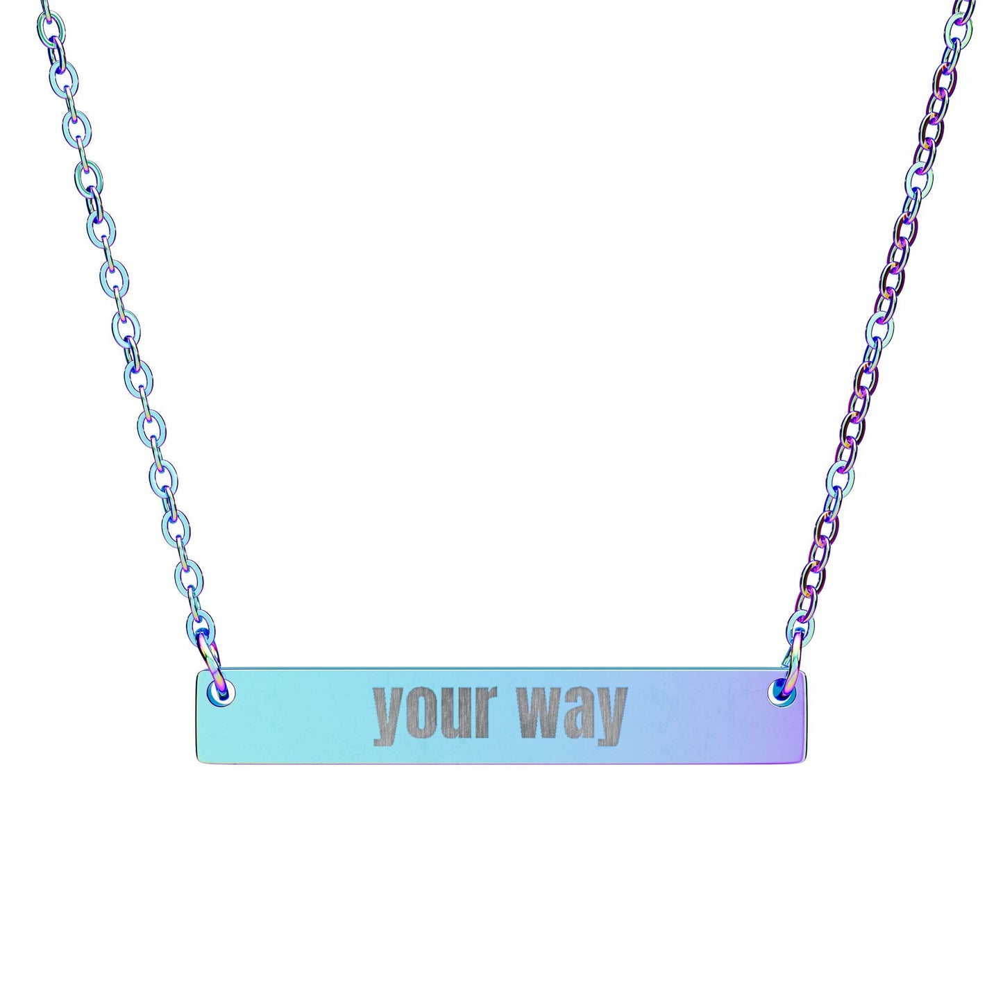 Engravable Horizontal Bar Necklace — Personalized Name & Date Pendant