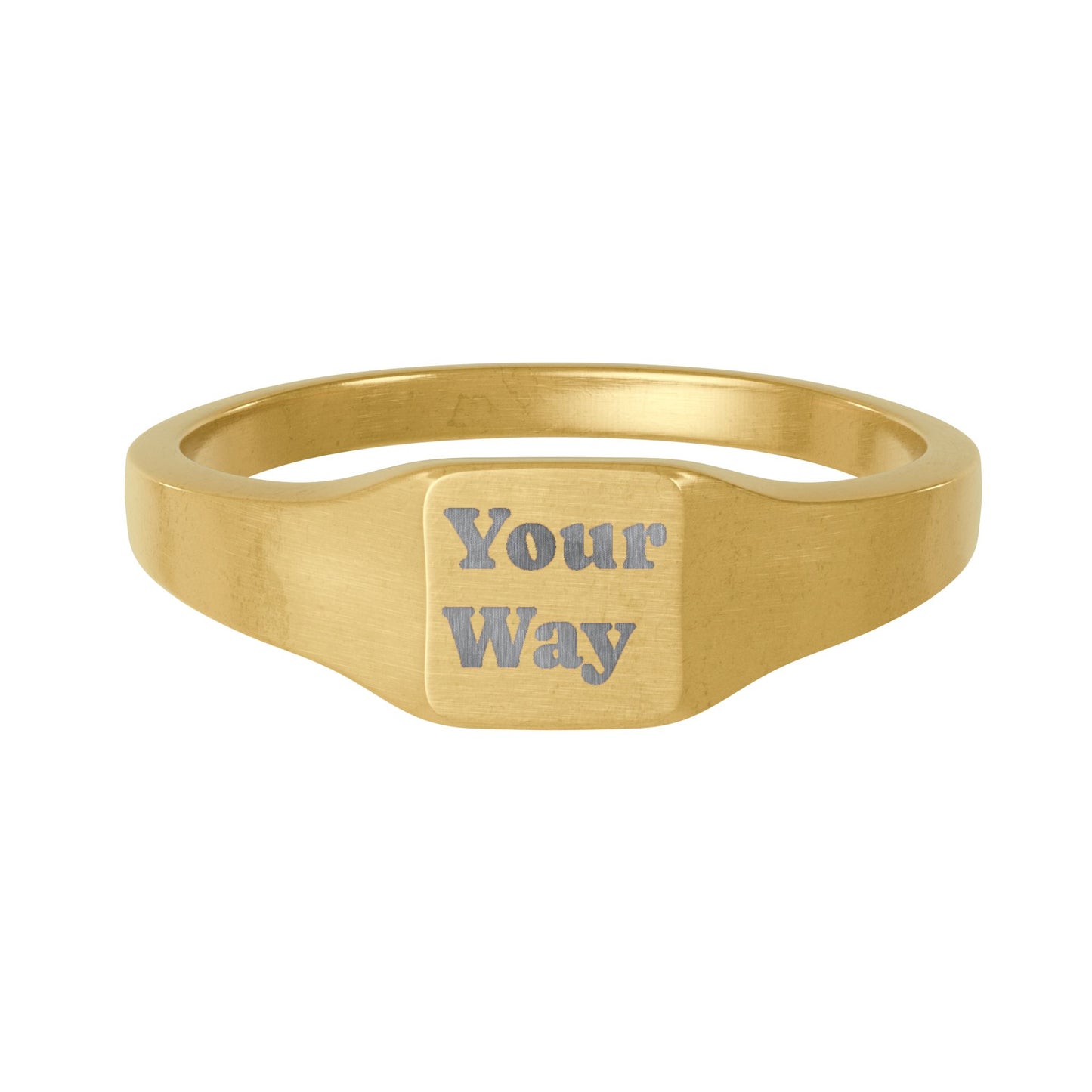 Engravable Square Signet Ring — Custom Text Stainless Steel