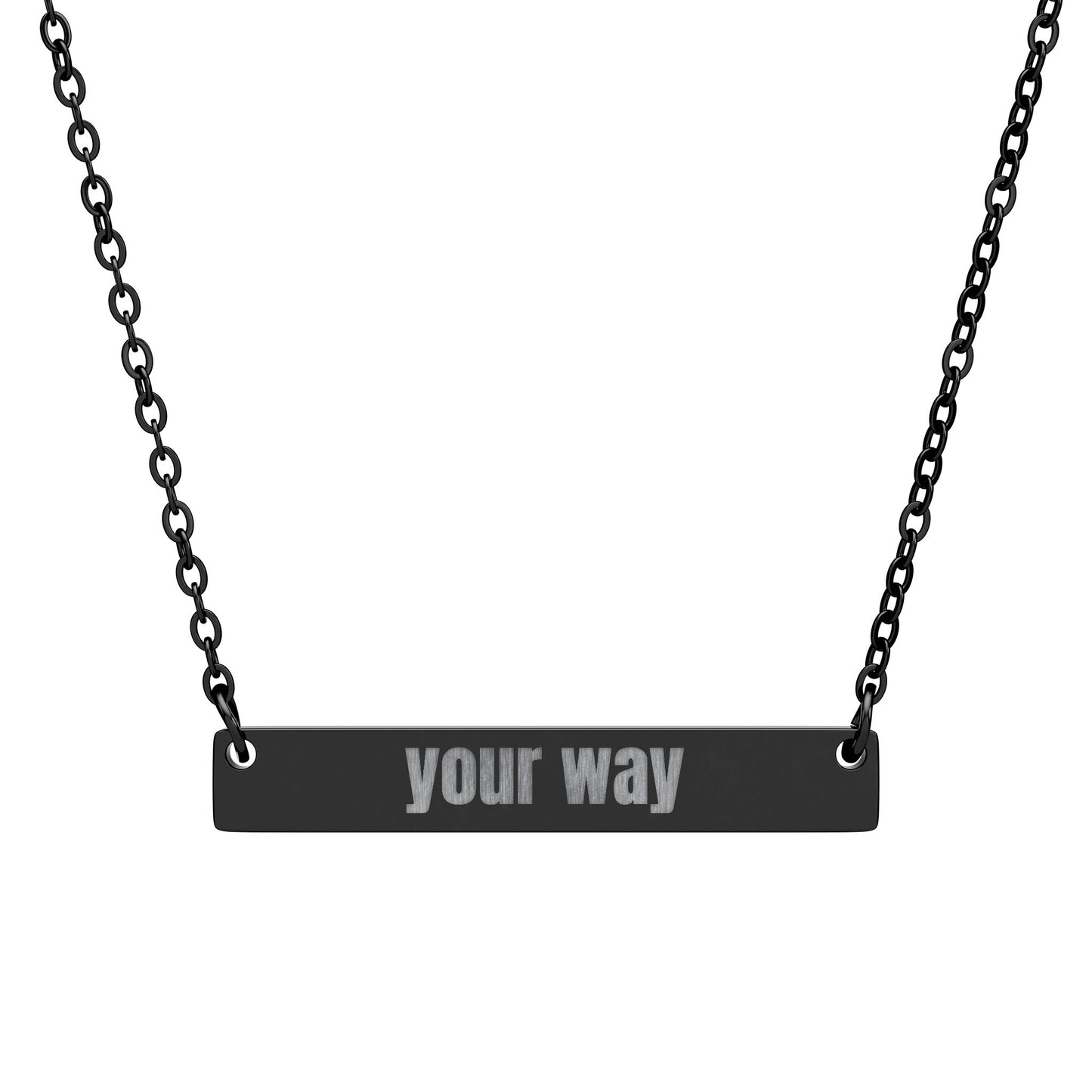 Engravable Horizontal Bar Necklace — Personalized Name & Date Pendant