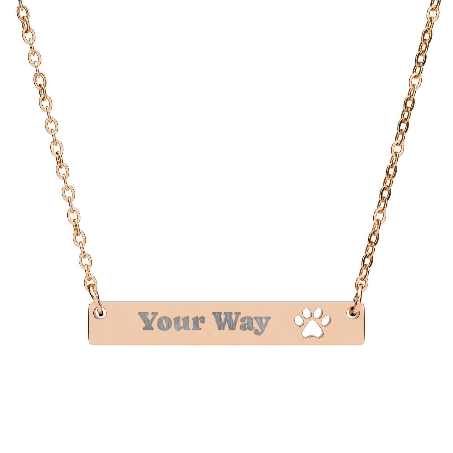 Paw Cutout Bar Necklace | Personalized Engraved Pet Paw Pendant