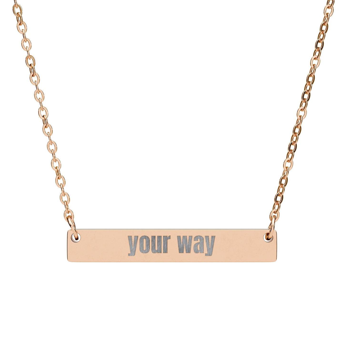 Engravable Horizontal Bar Necklace — Personalized Name & Date Pendant