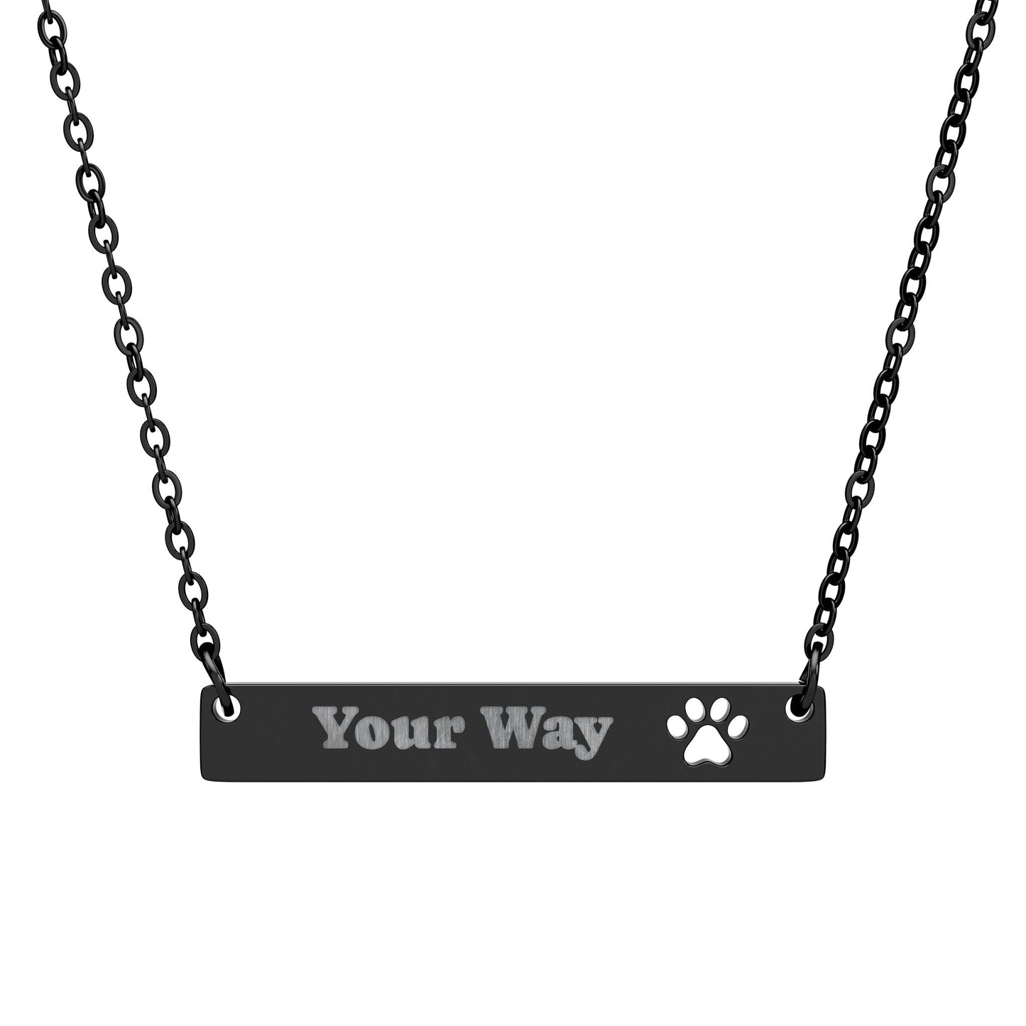 Paw Cutout Bar Necklace | Personalized Engraved Pet Paw Pendant