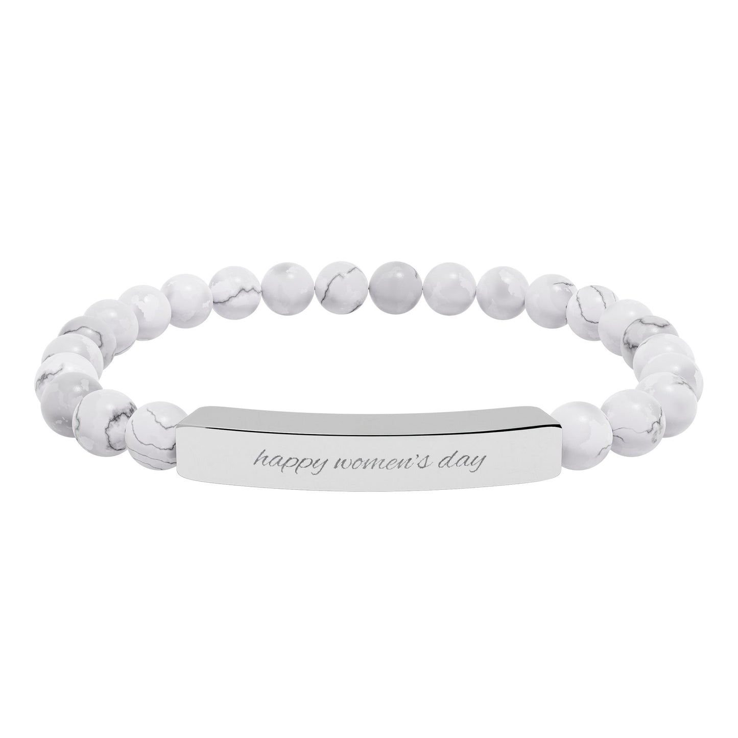 Engravable Natural Stone Bead Bracelet