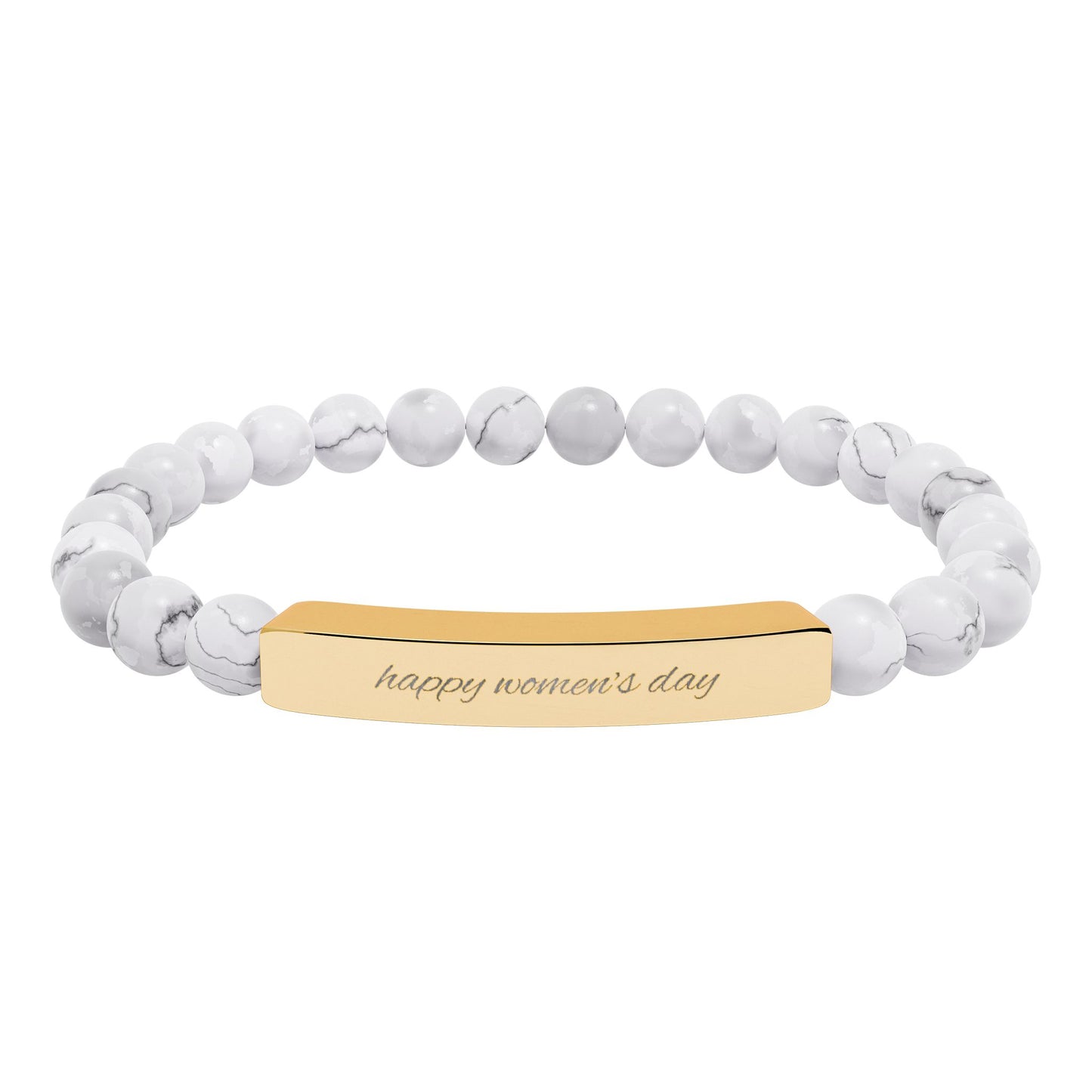 Engravable Natural Stone Bead Bracelet