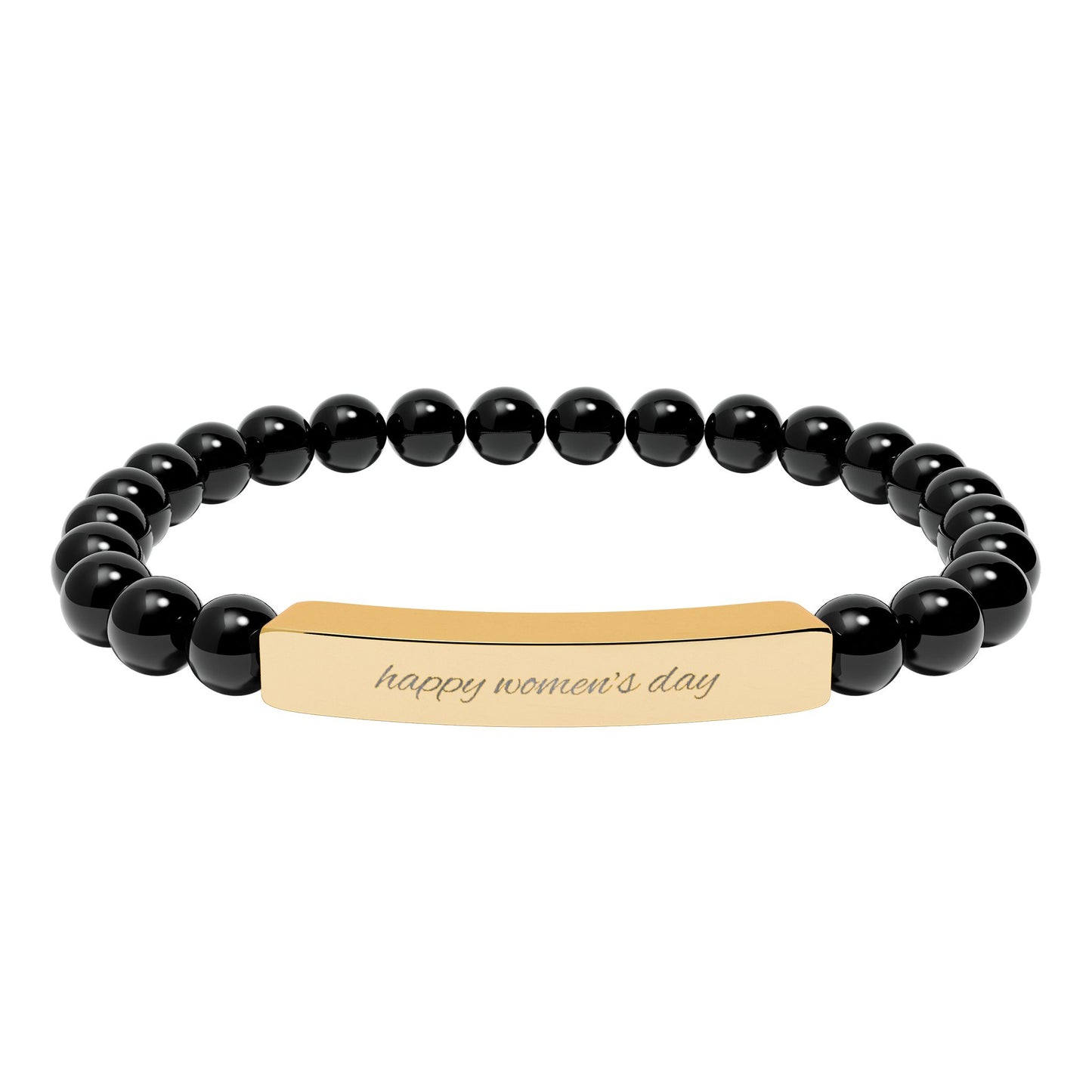 Engravable Natural Stone Bead Bracelet