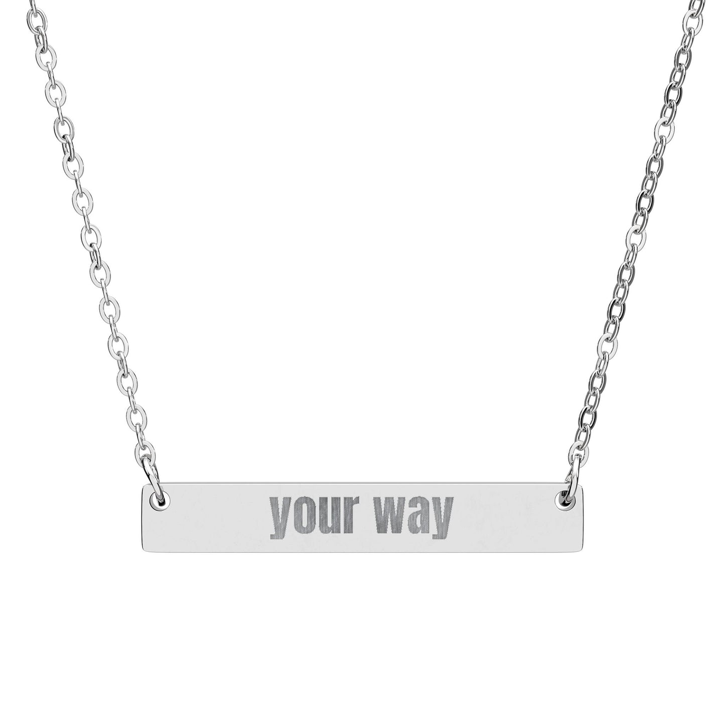 Engravable Horizontal Bar Necklace — Personalized Name & Date Pendant