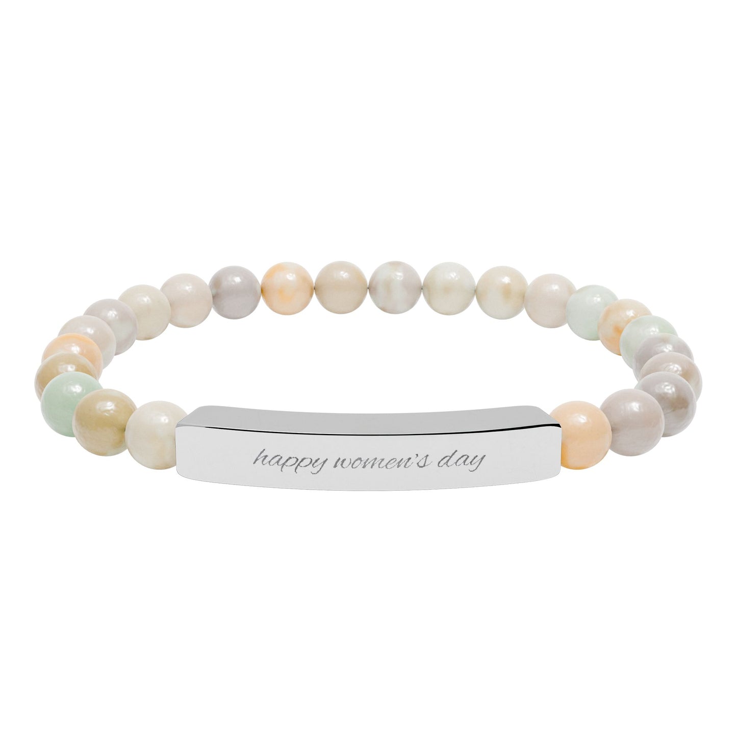 Engravable Natural Stone Bead Bracelet