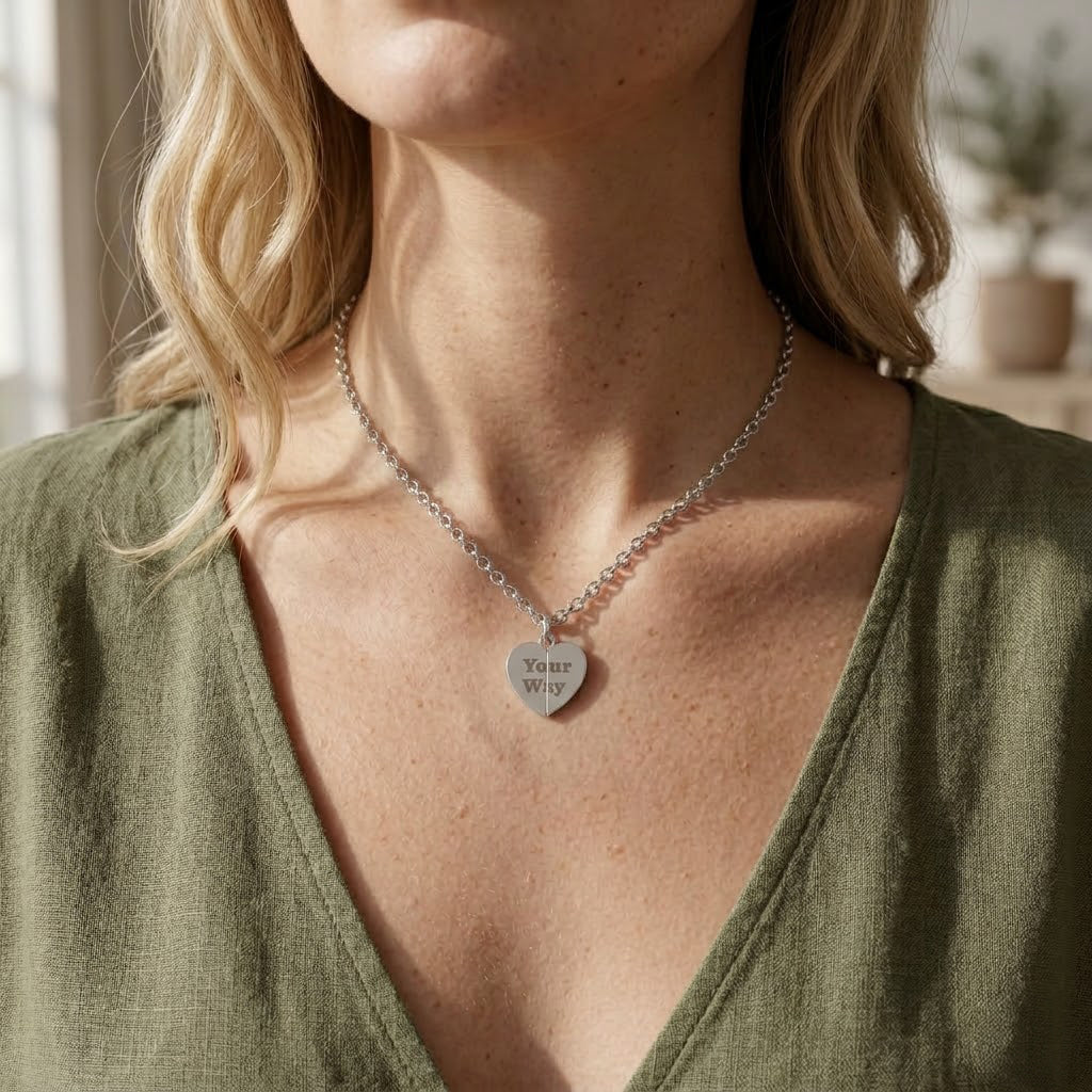 Hidden Message Heart Necklace | Engraved Secret Message Pendant