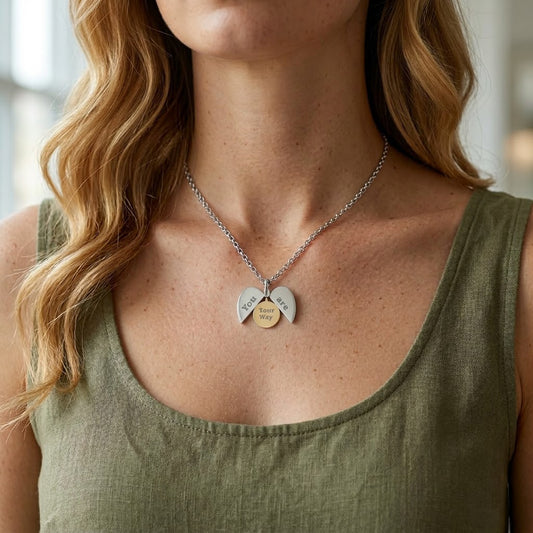 Hidden Message Heart Necklace | Engraved Secret Message Pendant