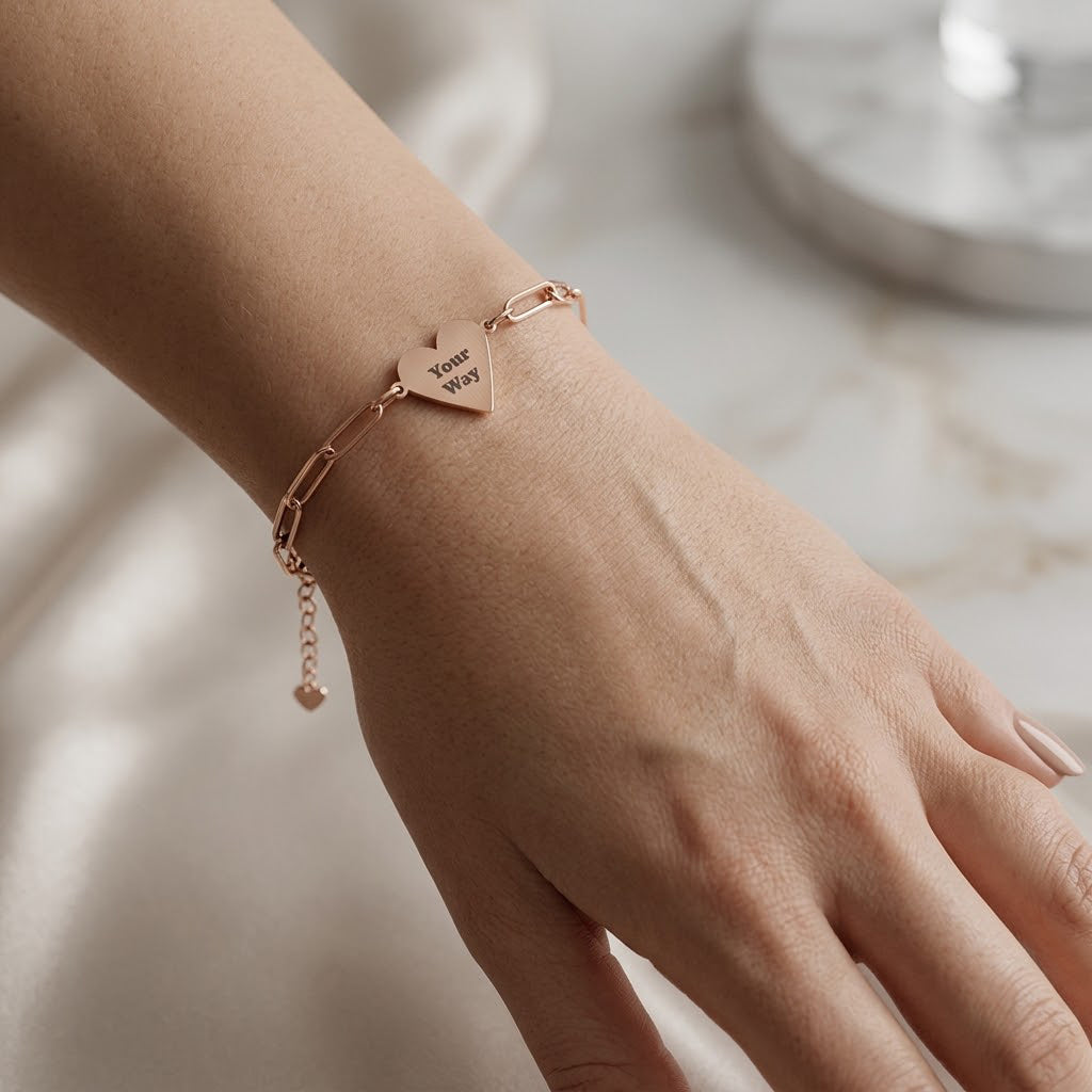 Engravable Paperclip Heart Bracelet | Personalized Name or Message
