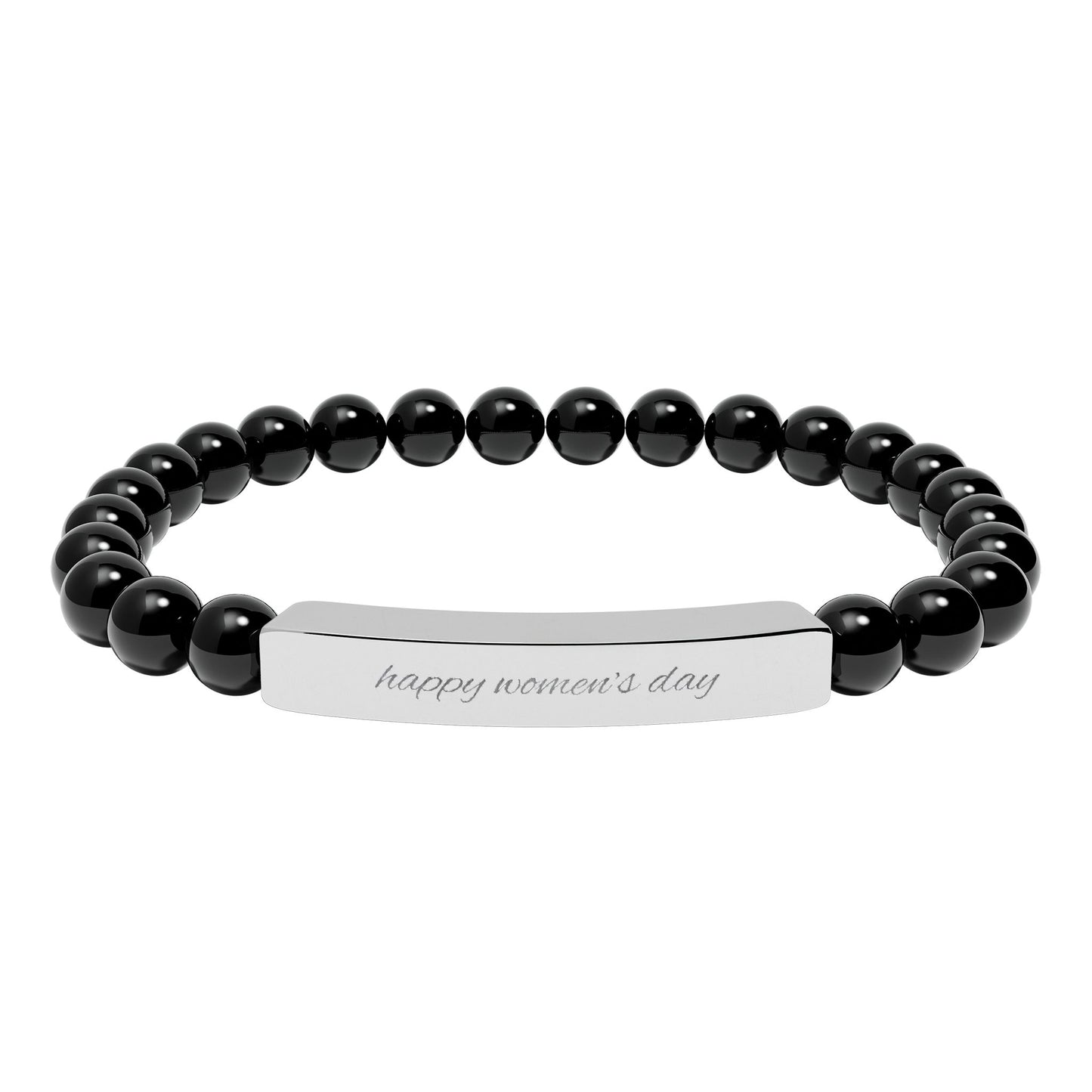 Engravable Natural Stone Bead Bracelet