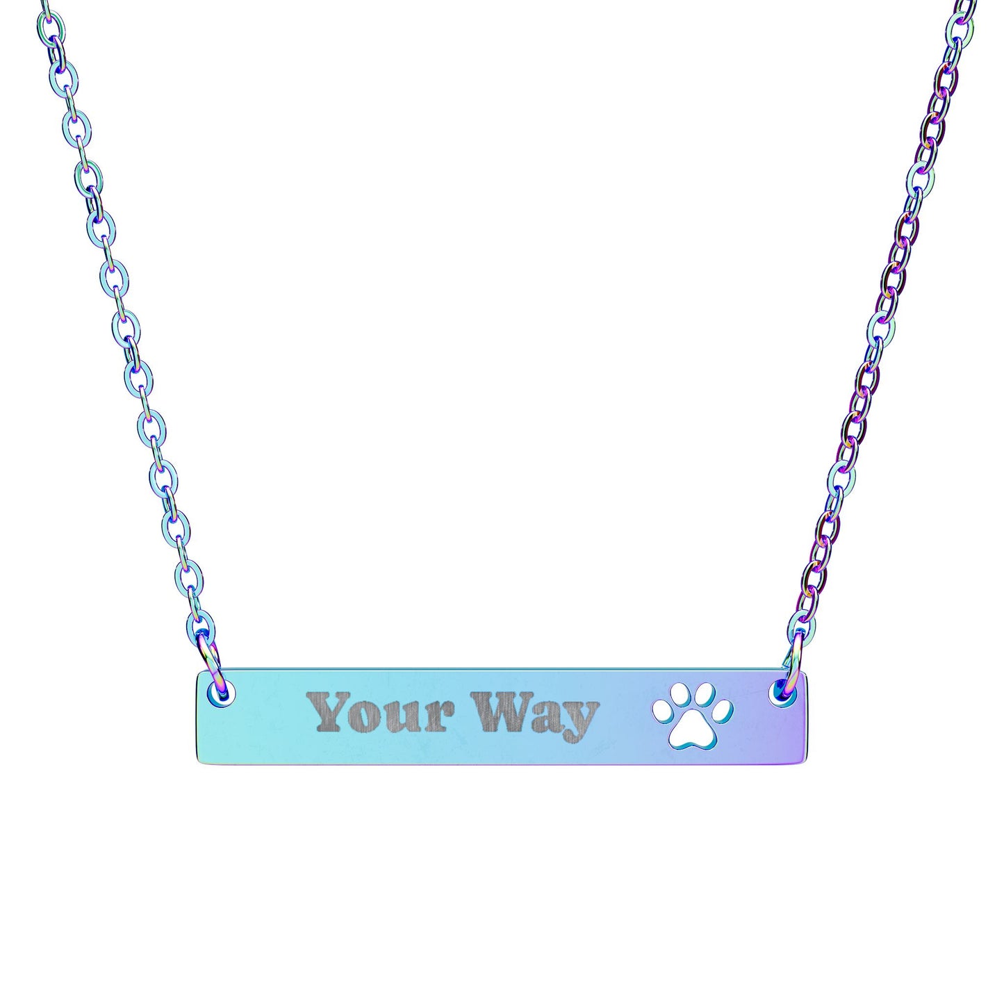 Paw Cutout Bar Necklace | Personalized Engraved Pet Paw Pendant