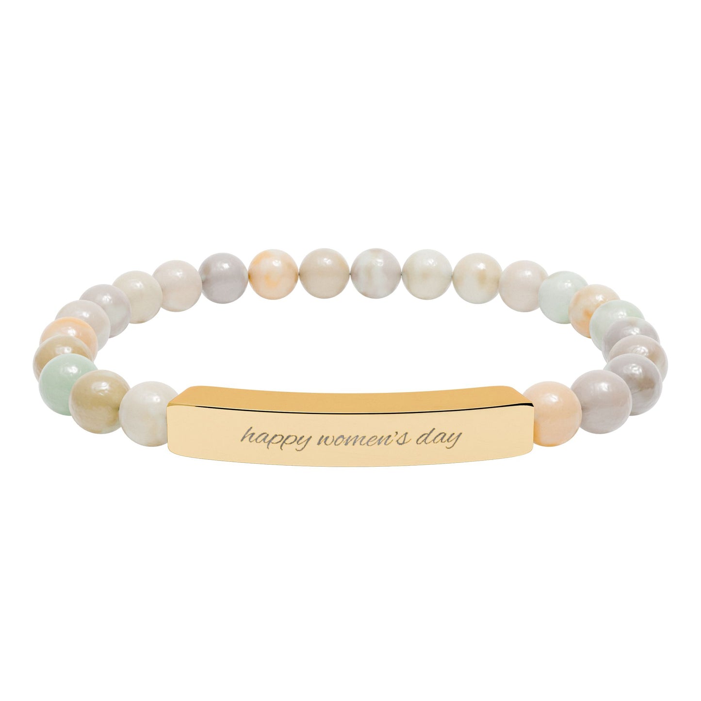 Engravable Natural Stone Bead Bracelet