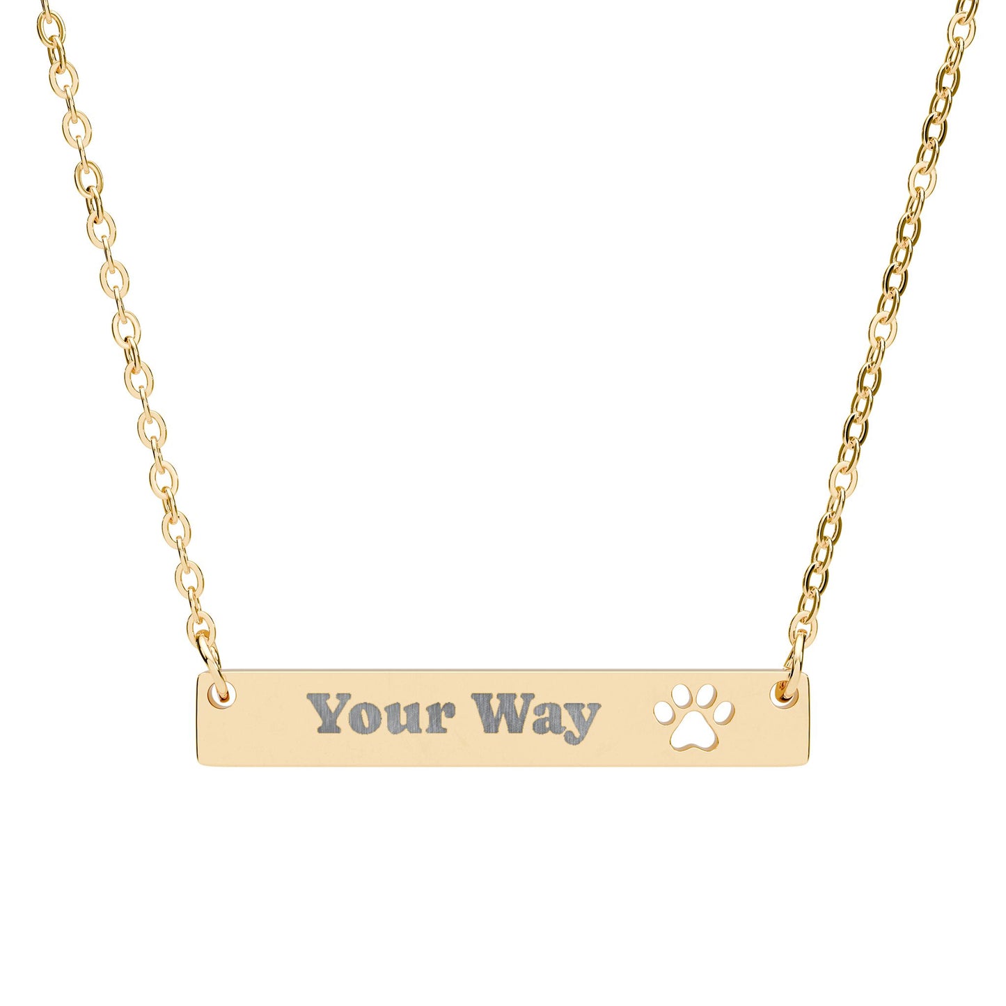 Paw Cutout Bar Necklace | Personalized Engraved Pet Paw Pendant