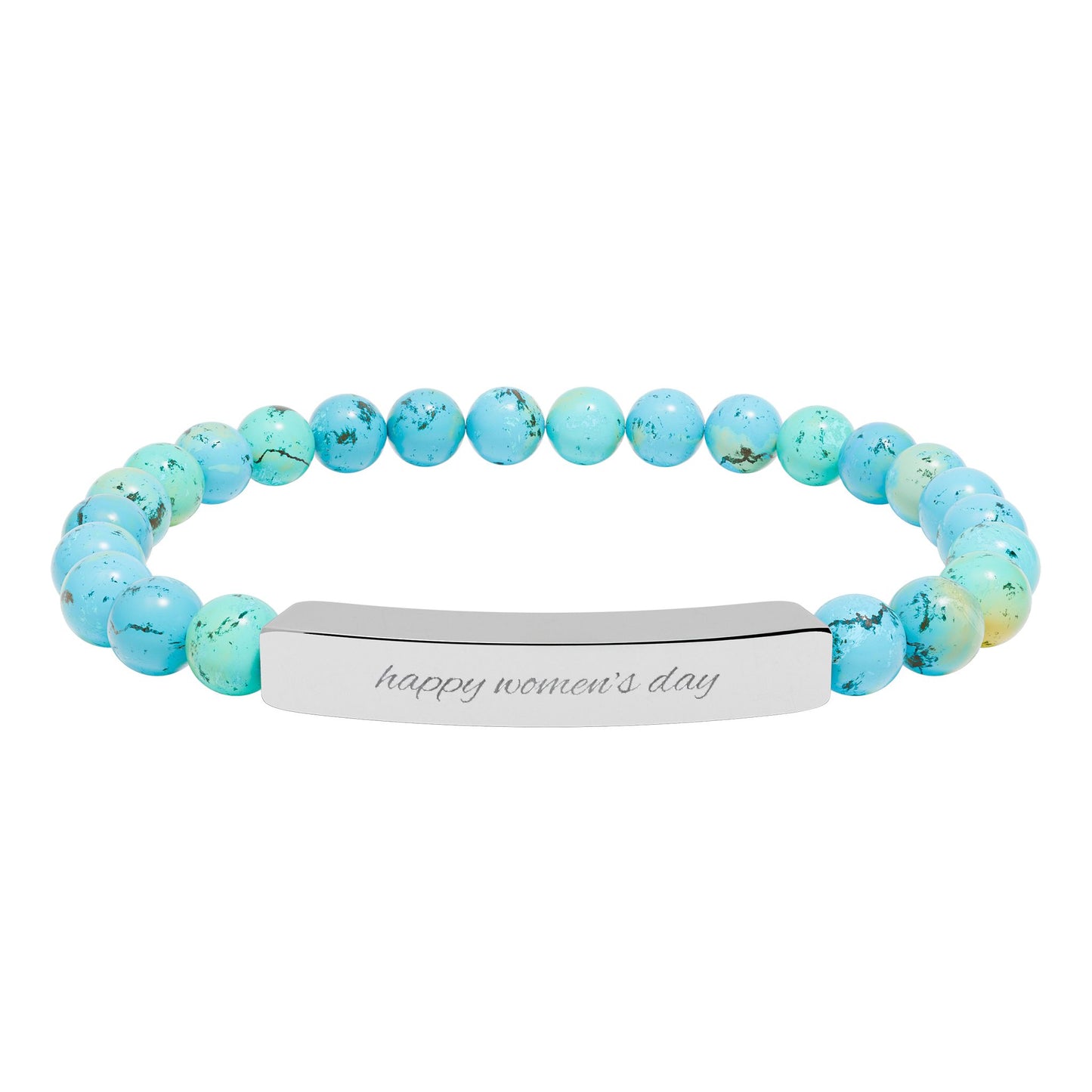 Engravable Natural Stone Bead Bracelet