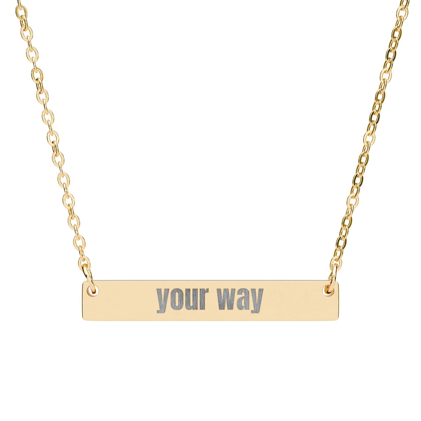 Engravable Horizontal Bar Necklace — Personalized Name & Date Pendant